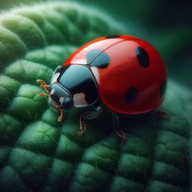 Close-up of a ladybug, showing its general appearance and spots