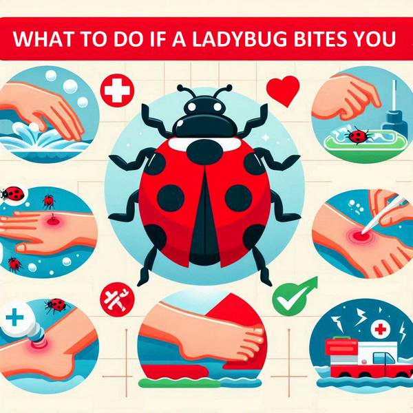 First aid for a ladybug bite on a person's finger