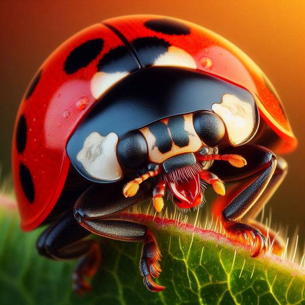 Ladybug on a leaf during a season when they might bite